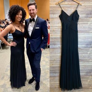 JS COLLECTIONS Black stretch sheer panel gown